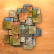 3d fragmented multiple color square tile grunge pattern backdrop N7