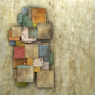 3d fragmented multiple color square tile grunge pattern backdrop N8