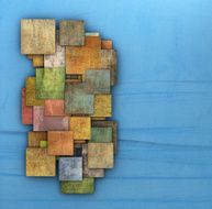 fragmented multiple color square tile grunge pattern backdrop
