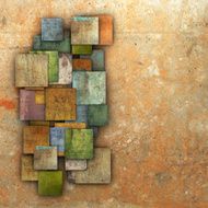 3d fragmented multiple color square tile grunge pattern backdrop N10