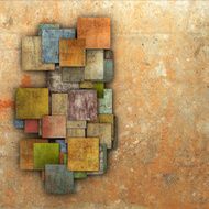 3d fragmented multiple color square tile grunge pattern backdrop N11
