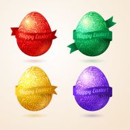 Vector eggs made of pattern with ribbons