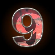 Vector old metal letter 9
