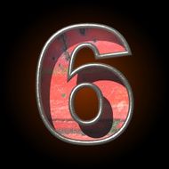 Vector old metal letter 6