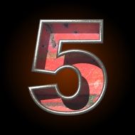Vector old metal letter 5