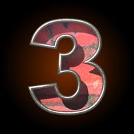 Vector old metal letter 3