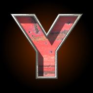 Vector old metal letter y