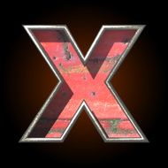 Vector old metal letter x