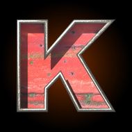 Vector old metal letter k