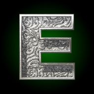 Vector silver cutted figure e