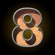 Vector old metal letter 8 N2