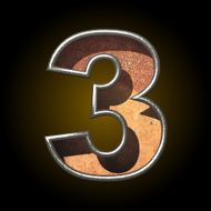 Vector old metal letter 3 N2