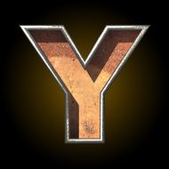 Vector old metal letter y N2