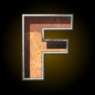 Vector old metal letter f