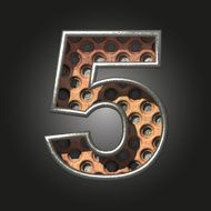 Vector old metal letter 5 N2