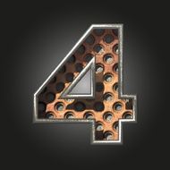 Vector old metal letter 4