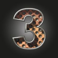 Vector old metal letter 3 N3