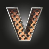 Vector old metal letter v N2
