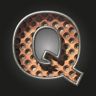 Vector old metal letter q N3