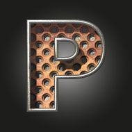 Vector old metal letter p