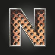 Vector old metal letter n