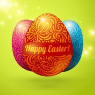 Eggs made of pattern with shadows and glitter N2
