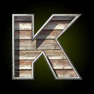 Vector wooden cutted figure k
