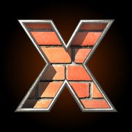 Vector brick cutted figure x