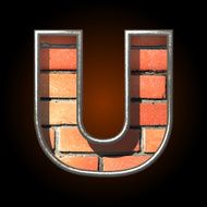 Vector brick cutted figure u