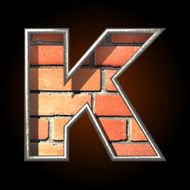 Vector brick cutted figure k