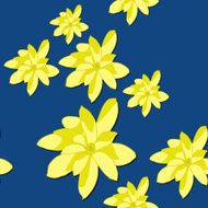 Yellow Magnolia Flowers on the Blue Background Seamless vector pattern