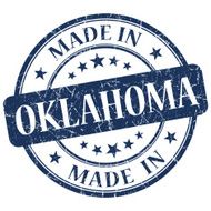 made in Oklahoma blue round grunge isolated stamp