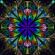 Multicolor beautiful fractal in stained glass window style N5