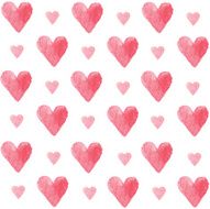 Colorful hearts seamless pattern Vectorized watercolor drawing