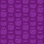 Dark seamless pattern with the plum jam jars
