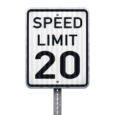 American maximum speed limit 20 mph road sign