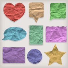 Labels or symbols of colored crumpled paper N2