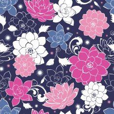 Dark grey pink floaral seamless pattern N2
