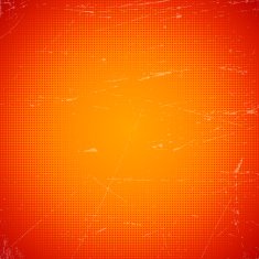 Old orange scratched card with halftone gradient