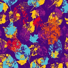 Seamless surface patternwith stamped autumn leaves