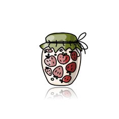 Jar with strawberry jam sketch for your design N3