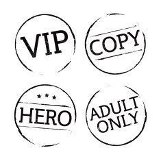 Black vector grunge stamps VIP ADULT ONLY HERO COPY N2