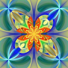 Symmetrical pattern of the flower petals Blue and orange palette N4