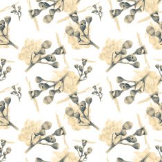 Seamless pattern with beautiful spring flowers and plants N17
