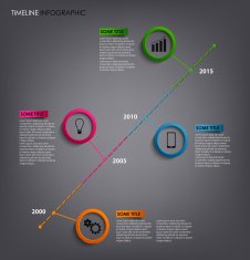 Time line info graphic with round pointers template N2