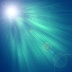 Sun on blue sky with lenses flare free image download