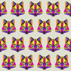Abstract bright colored polygonal triangle geometric wolf seamless pattern N2