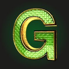g green letter with gold