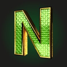 n green letter with gold