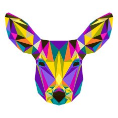 Abstract bright colored polygonal triangle geometric deer isolated on white N2